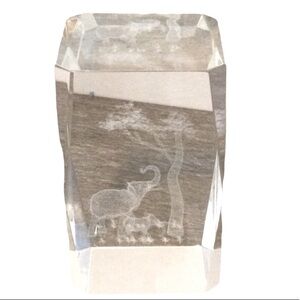 3D Elephants Laser Etched Crystal Engraving Cube Paperweight Bubblegram